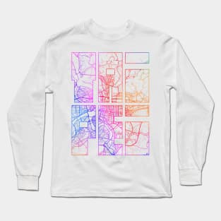 Taipei, Taiwan City Map Typography - Colorful Long Sleeve T-Shirt